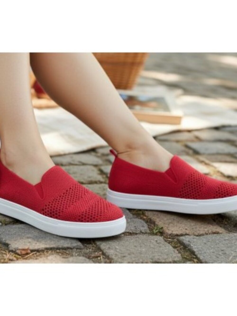 STUDIO 1886 Red Slip On Comfort Espadrille Shoes Ladies Size 8
